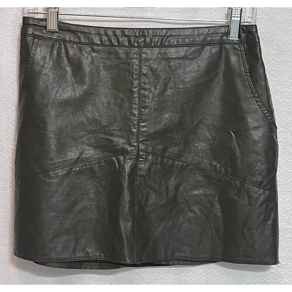 Jun & Ivy Faux Leather Micro Mini Skirt Womens M Green Whimsigoth Rocker Grunge